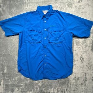 Redington Fishing Shirt Mens XL Blue Short Sleeve Vented Back Button Up Pockets